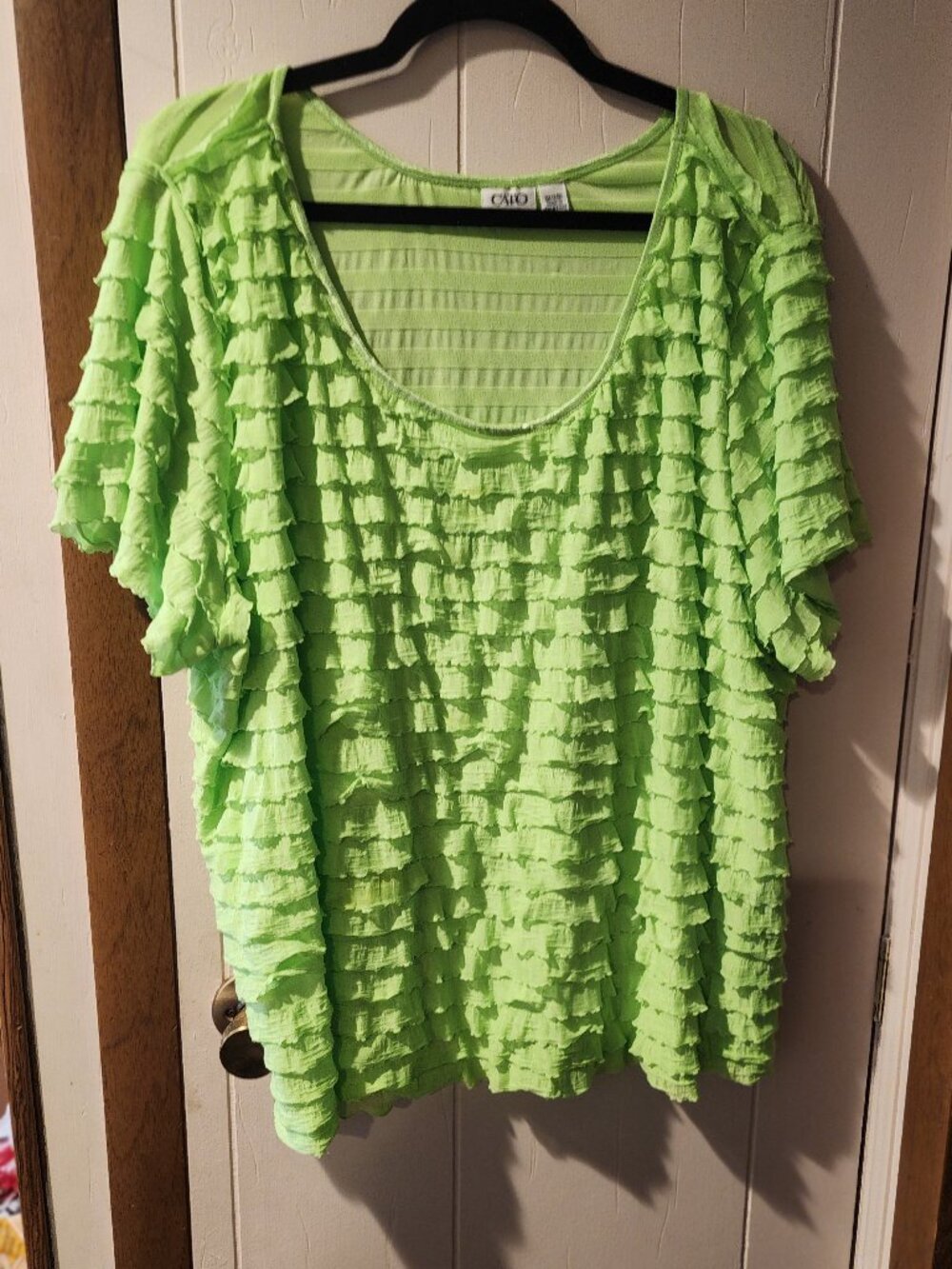 **Cato Lime Green Ruffle Textured Top | Women's Plus Size 22/24W**